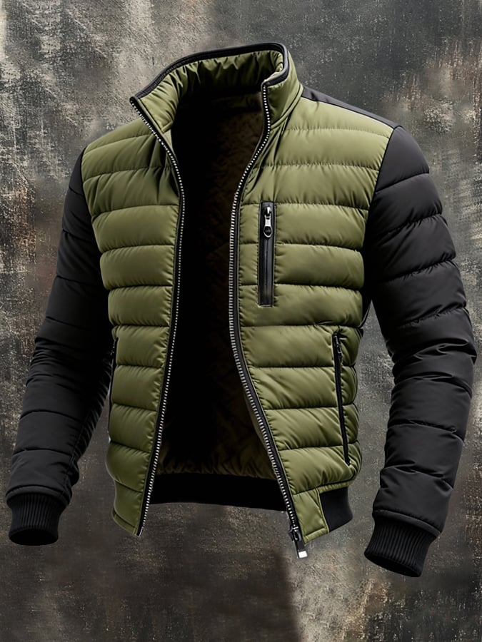Traian - Quilted Jacket With Zipper And Cut Lining