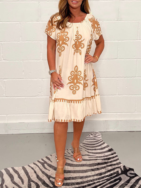 Ranee - Geometric Dress With Square Neckline