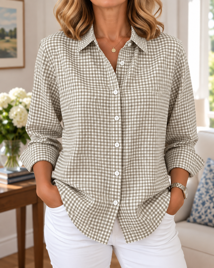 Tala - Long Sleeve Gingham Button Up Shirt