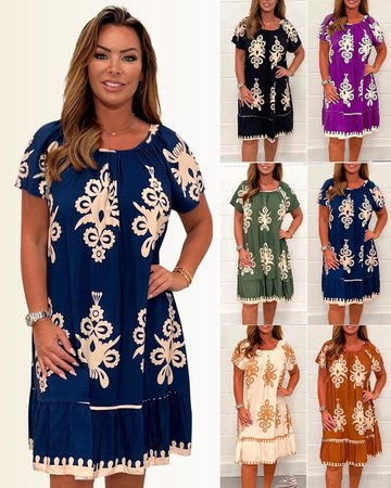 Ranee - Geometric Dress With Square Neckline