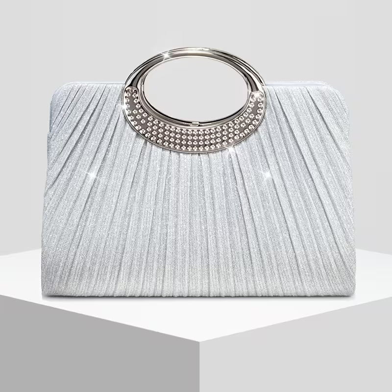 Aeroline - Shiny Round Ring Pleated Handbag