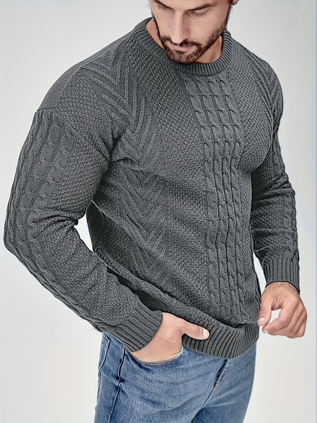 Adelas - Classic Cable Knit Crew Neck Sweater