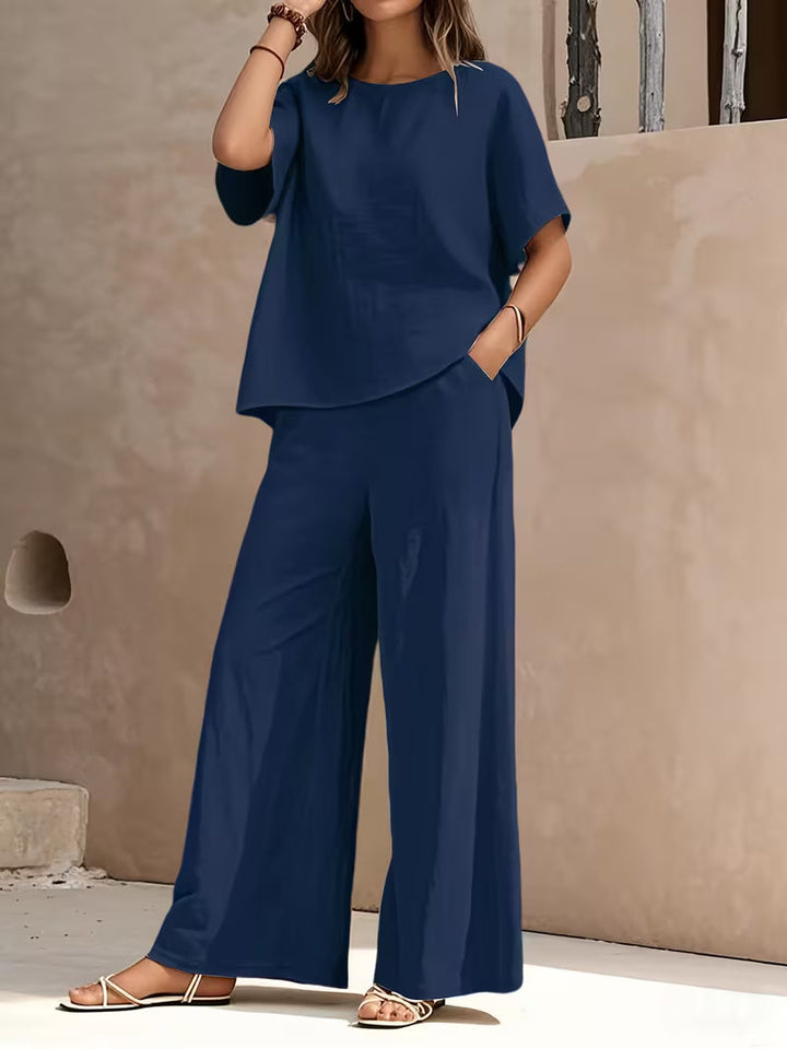 Josy -  Short Sleeve Wide Leg Trouser Set