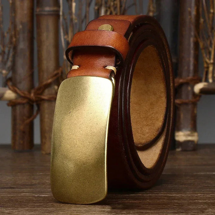 Cristobal - Forged Brass Buckle Leather Belt