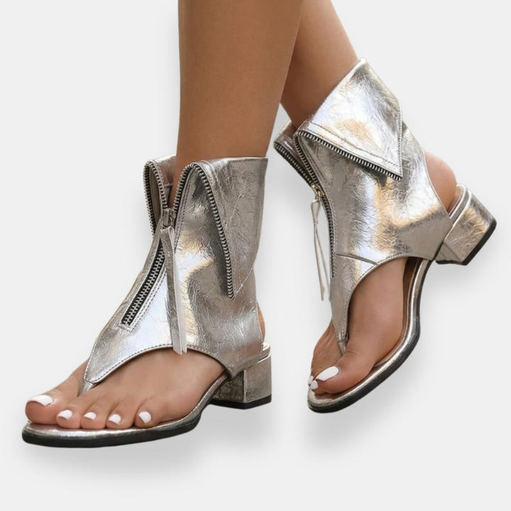 Sadiya - Metallic Zipper Sandal
