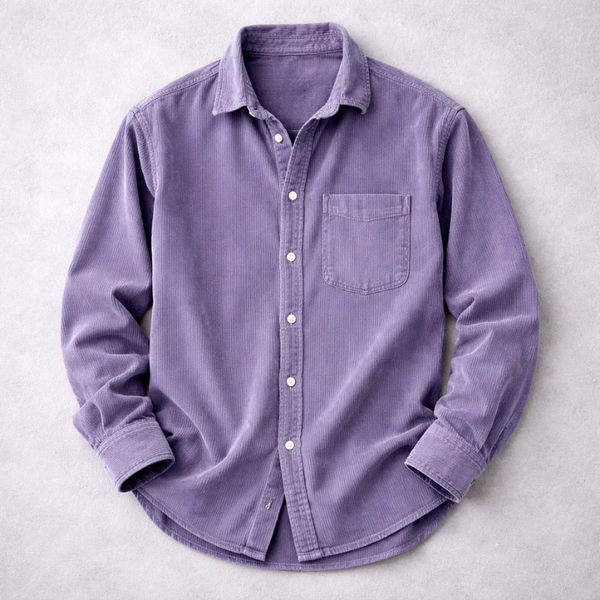 Heshan - Corduroy Shirt With Button