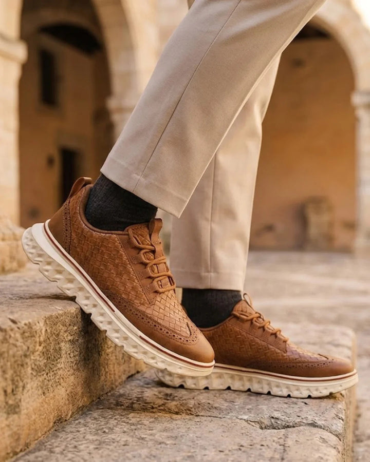 Kremer - Woven Leather Lace Up Sneakers