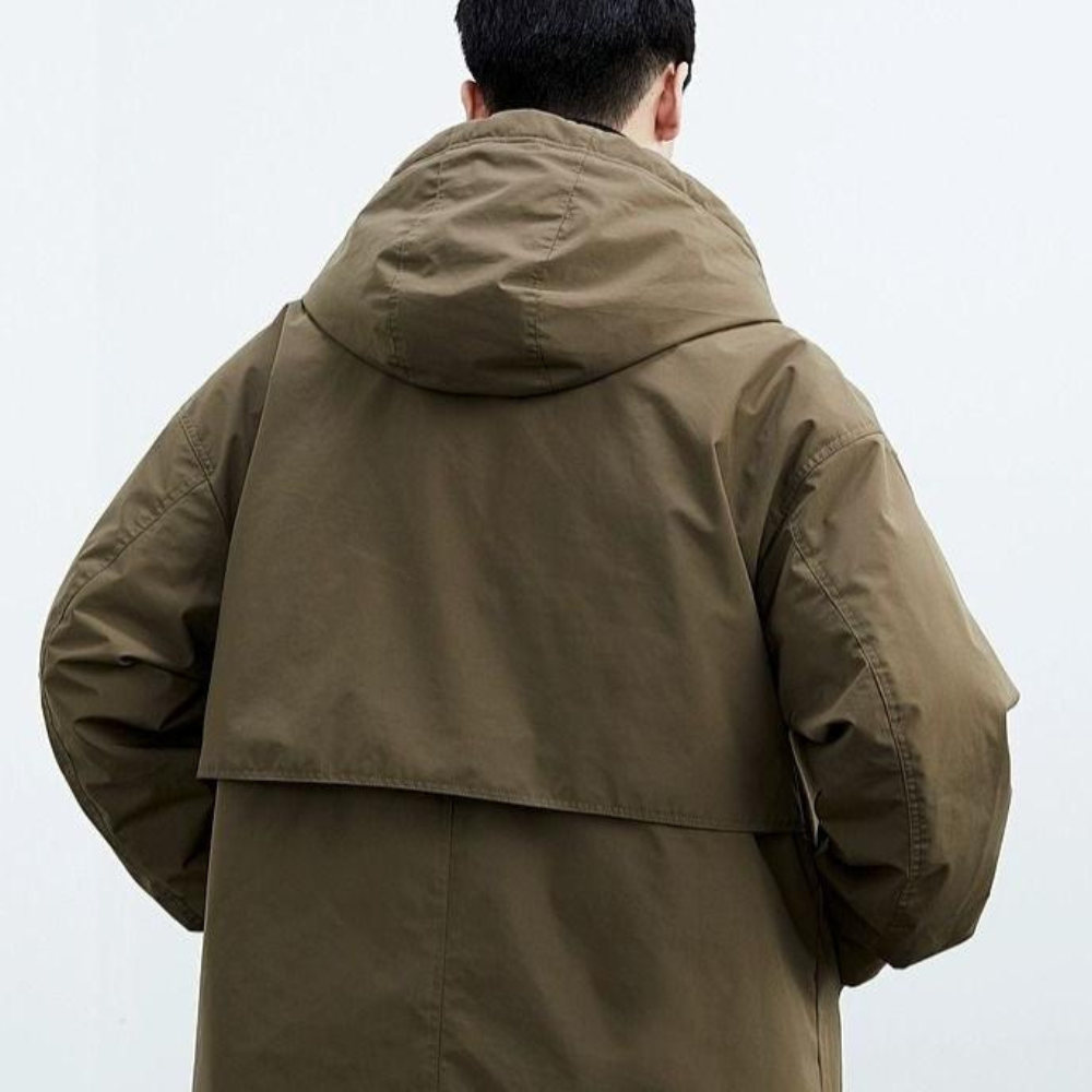 Jasmisa - Hooded Trench Coat With Lapel Collar