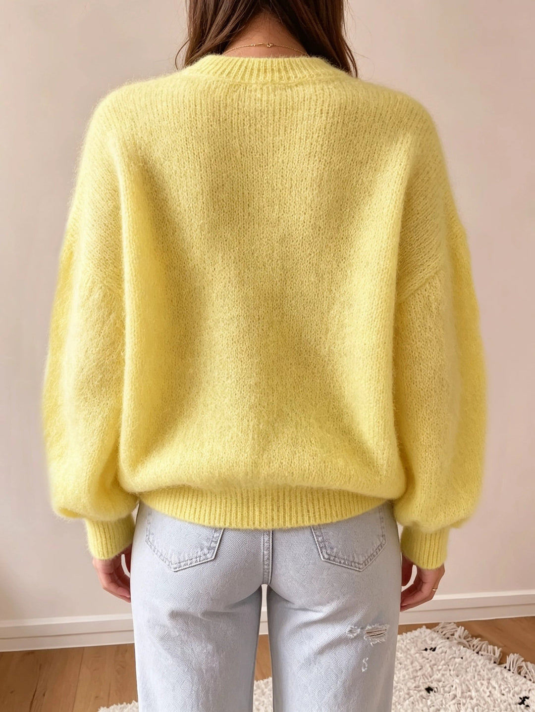 Idalyea - Knit Sweater With Round Neck And Balloon Sleeves