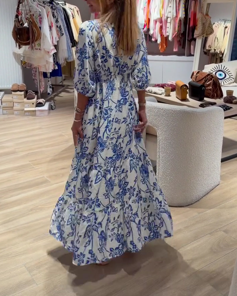 Lyssia - Elegant Long Dress With Floral Pattern