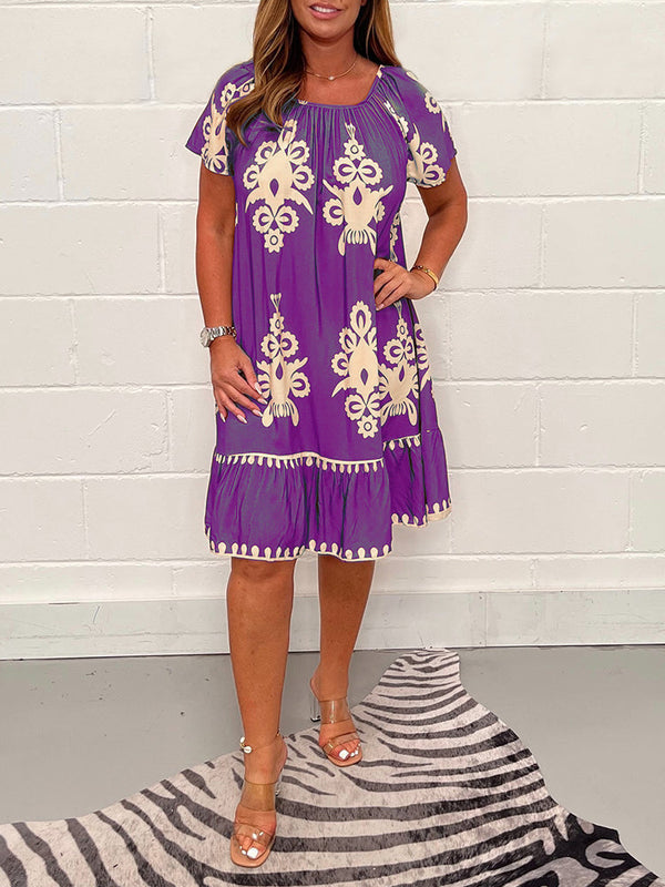 Ranee - Geometric Dress With Square Neckline