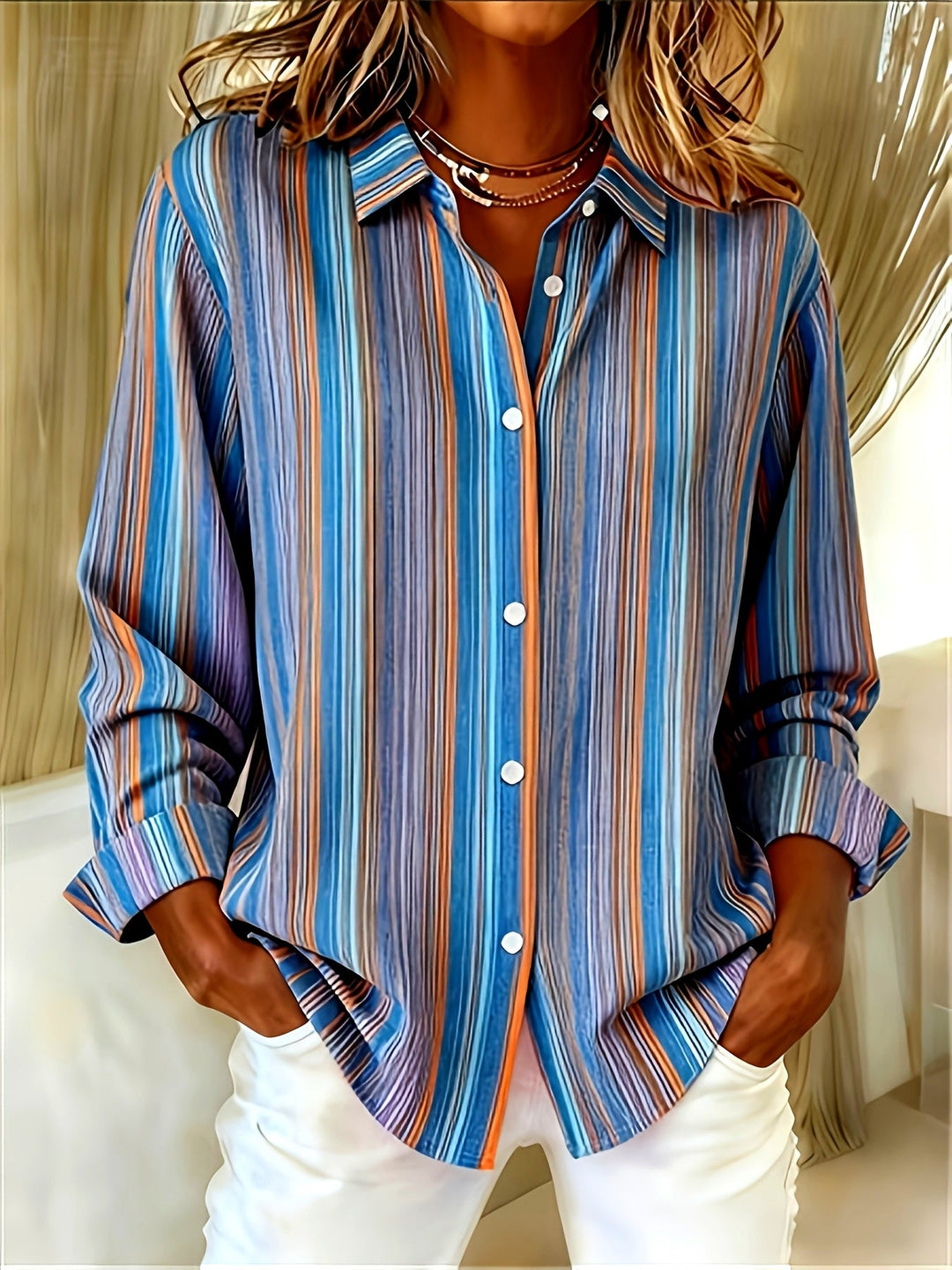 Chamique - Long Sleeve Button-Up Shirt