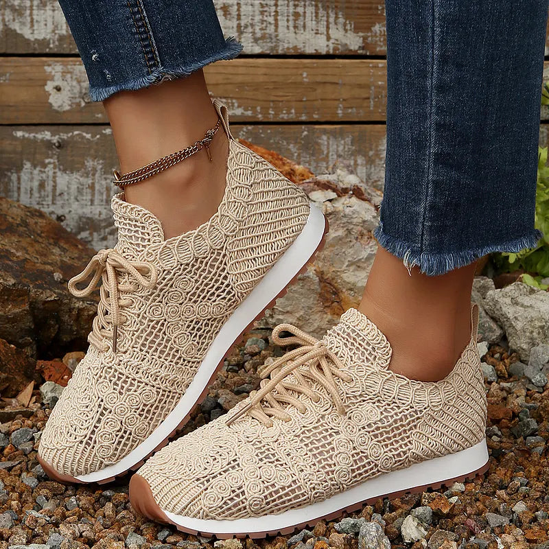 Susannah - Breathable Knitted Lace-Up Sneaker