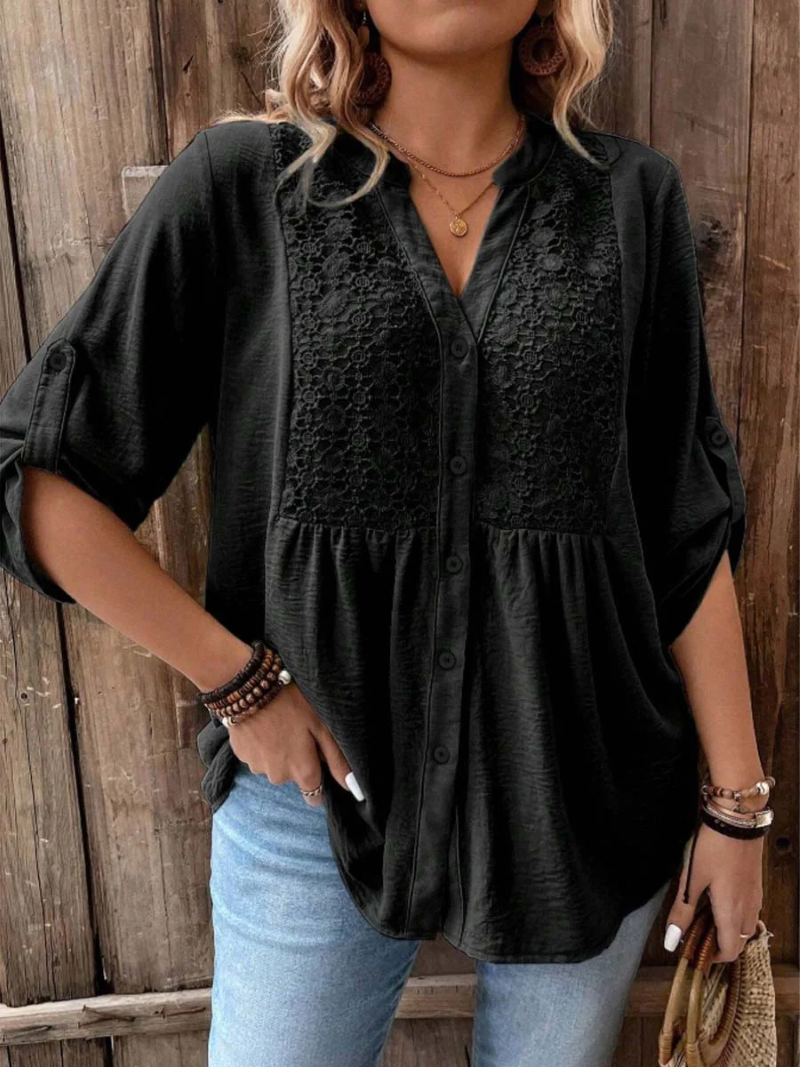 Darshani - Stylish V-neck Blouse With Button