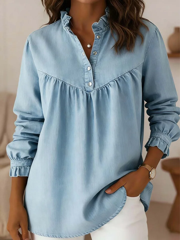 Aleska - Denim Blouse With Buttons