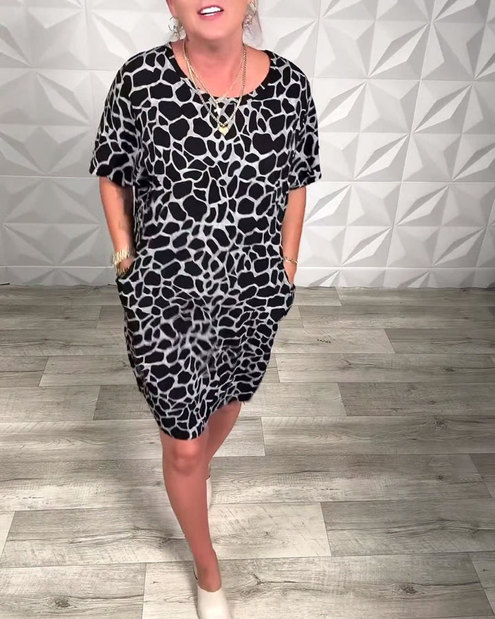 Salvinia - Casual Printed Round Neck Dress