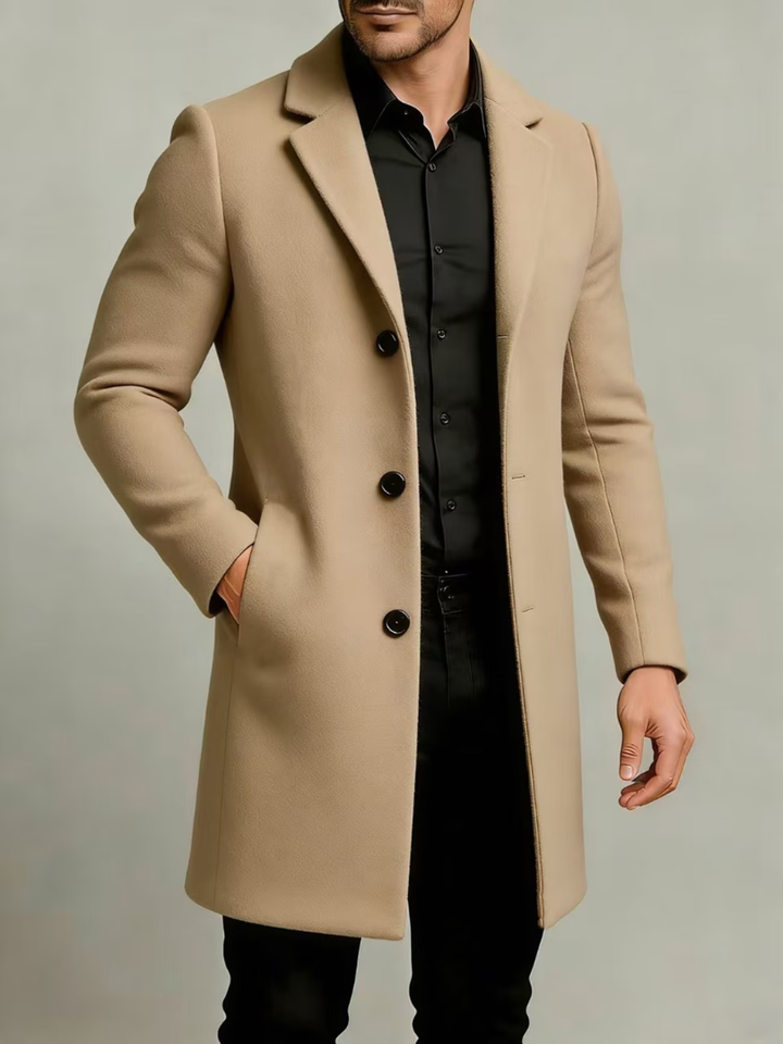 Adelilenna - Button Up Long Sleeve Lapel Coat