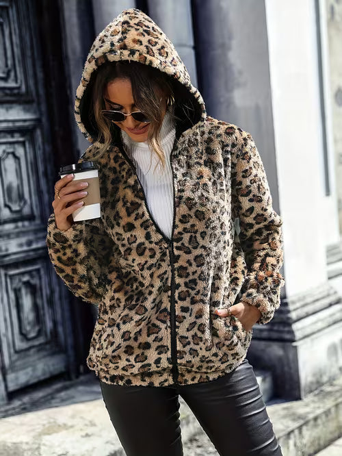 Roweia - Long Sleeve Leopard Print Jacket
