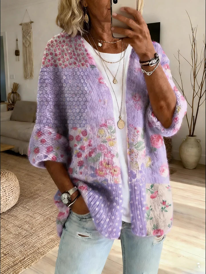 Stevena - Elegant Floral Pattern Sweater