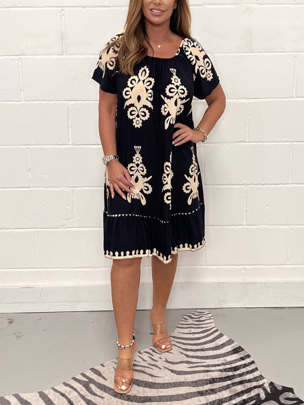 Ranee - Geometric Dress With Square Neckline