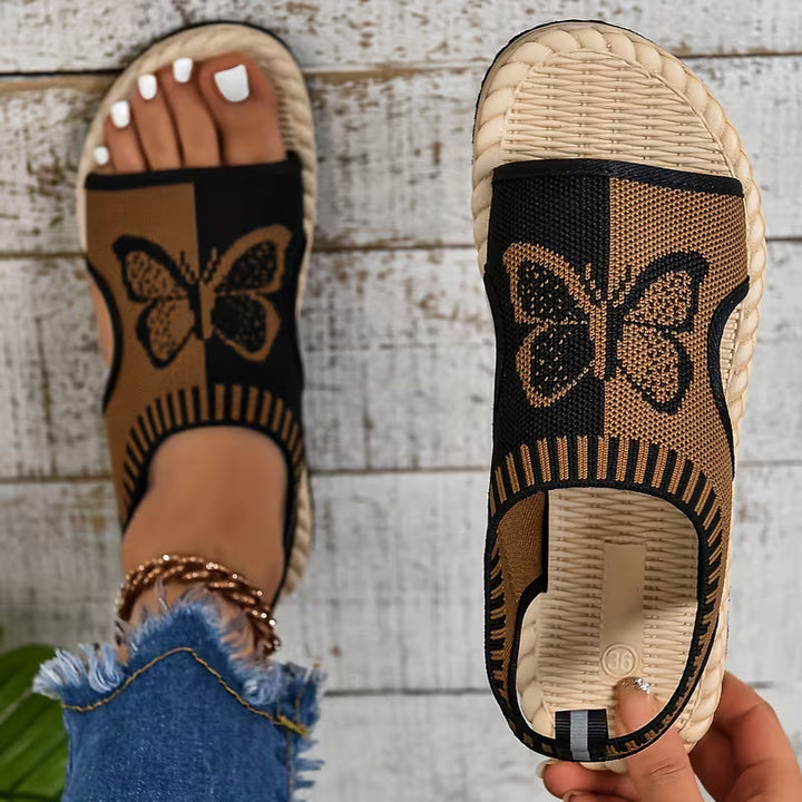 khulood - Comfortable Butterfly Pattern Flat Sandals