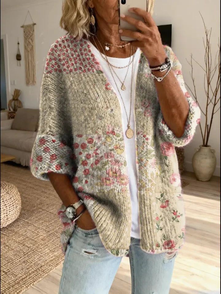 Stevena - Elegant Floral Pattern Sweater