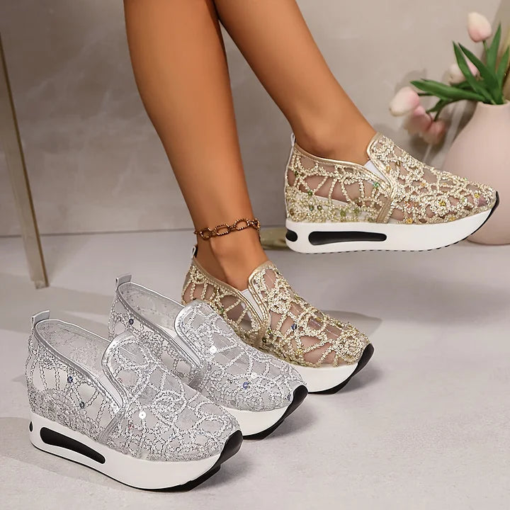 Heleen - High Waisted Sequined Sneakers