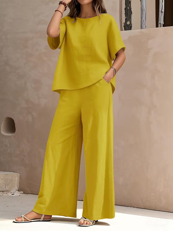 Josy -  Short Sleeve Wide Leg Trouser Set
