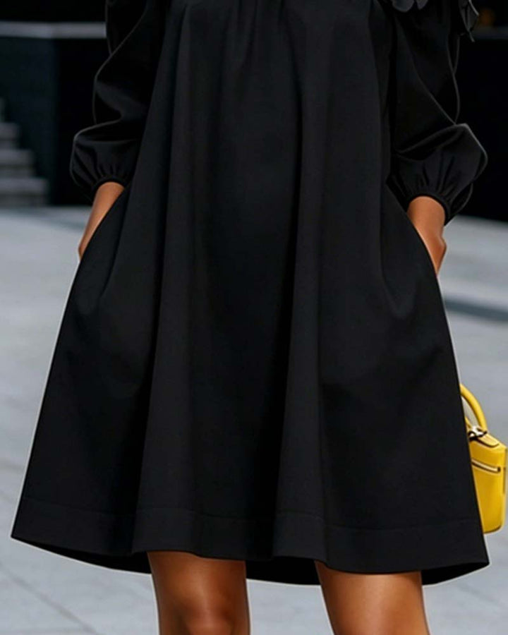 Loania - Floral Accent Off-Shoulder Dress
