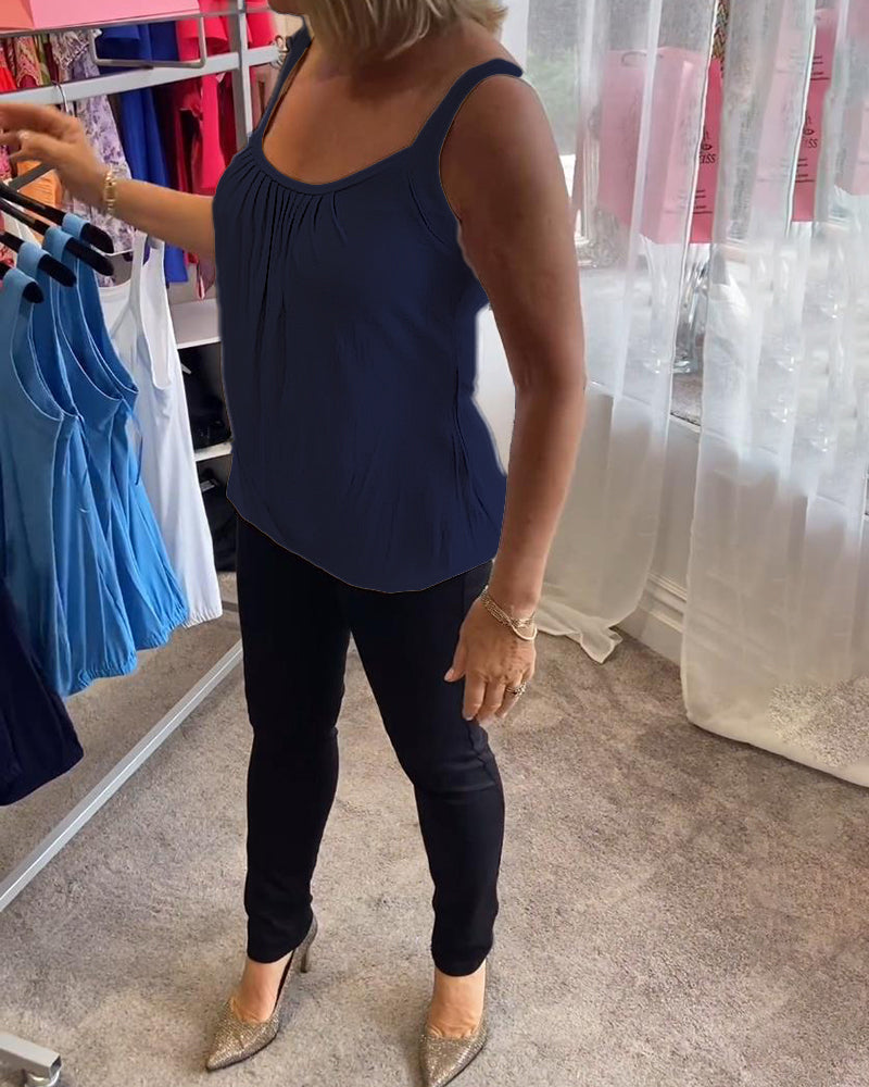 Hanner - Genuine Pleated Sleevless  Top