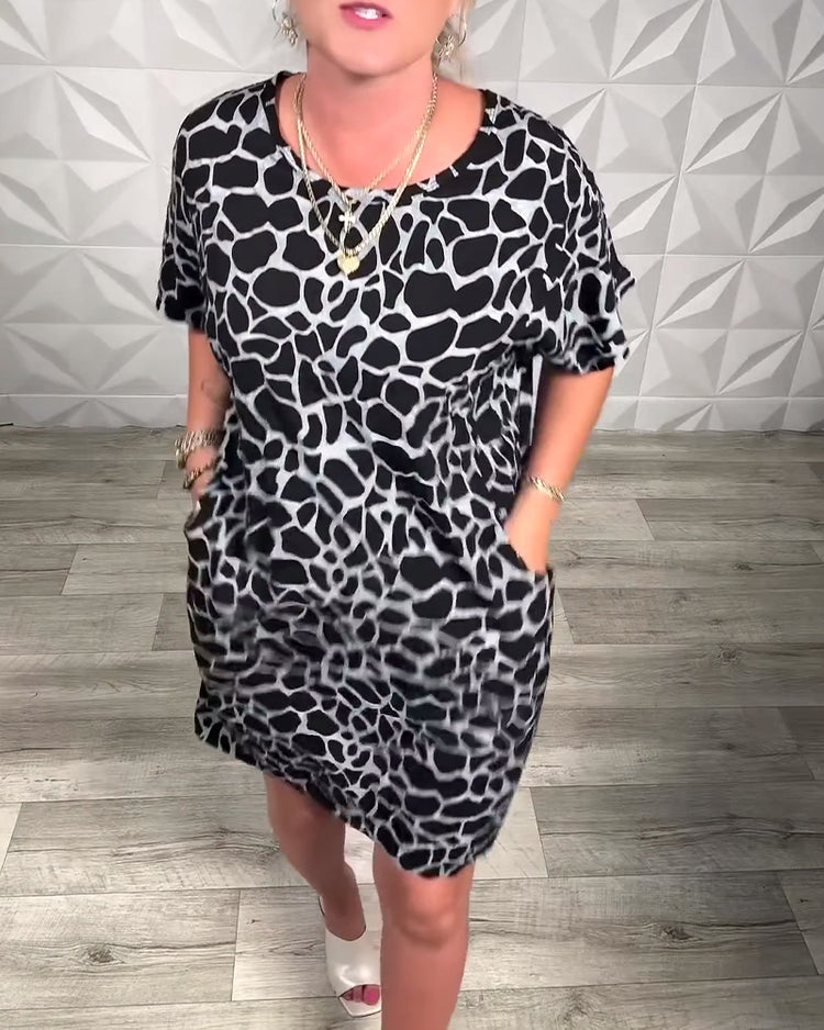 Salvinia - Casual Printed Round Neck Dress
