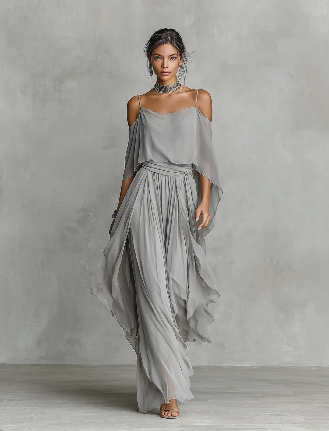 Roneeta - Flowing Strappy Top And Trousers Set