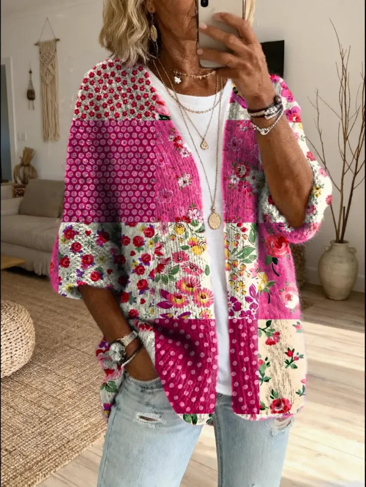 Stevena - Elegant Floral Pattern Sweater
