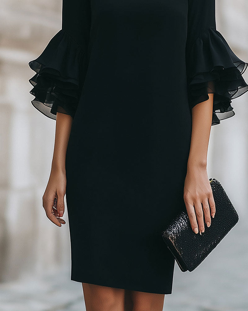 Catalinan - Slim Fit Flared Sleeve Layered Dress