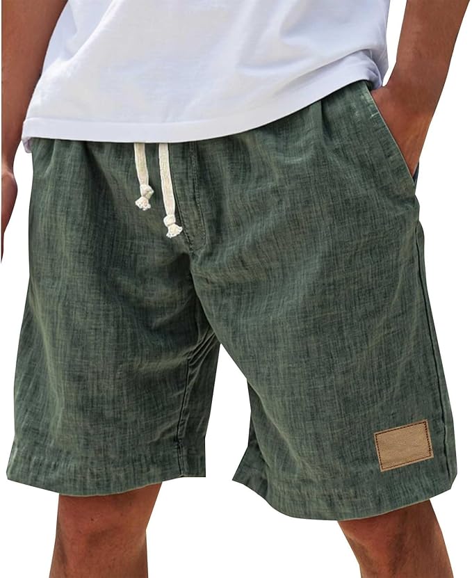 Alonz - Elastic Waist Linen Shorts