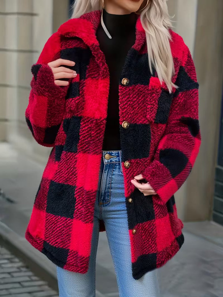 Amelena - Cross-Border Plaid Plush Jacket