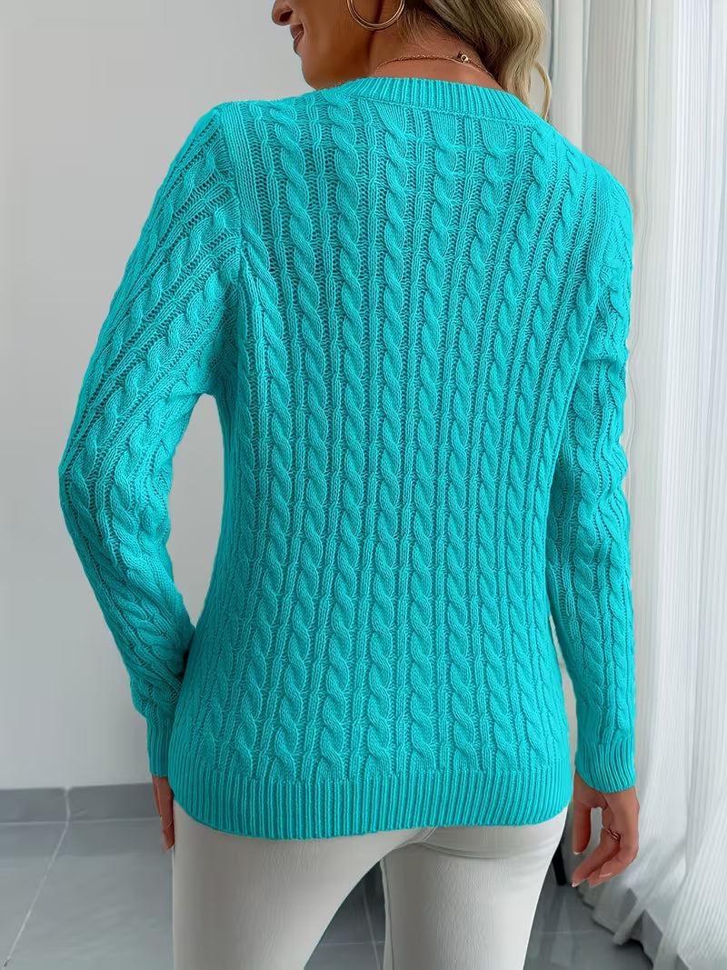 Lenea - Cable Knit Long Sleeve Sweater