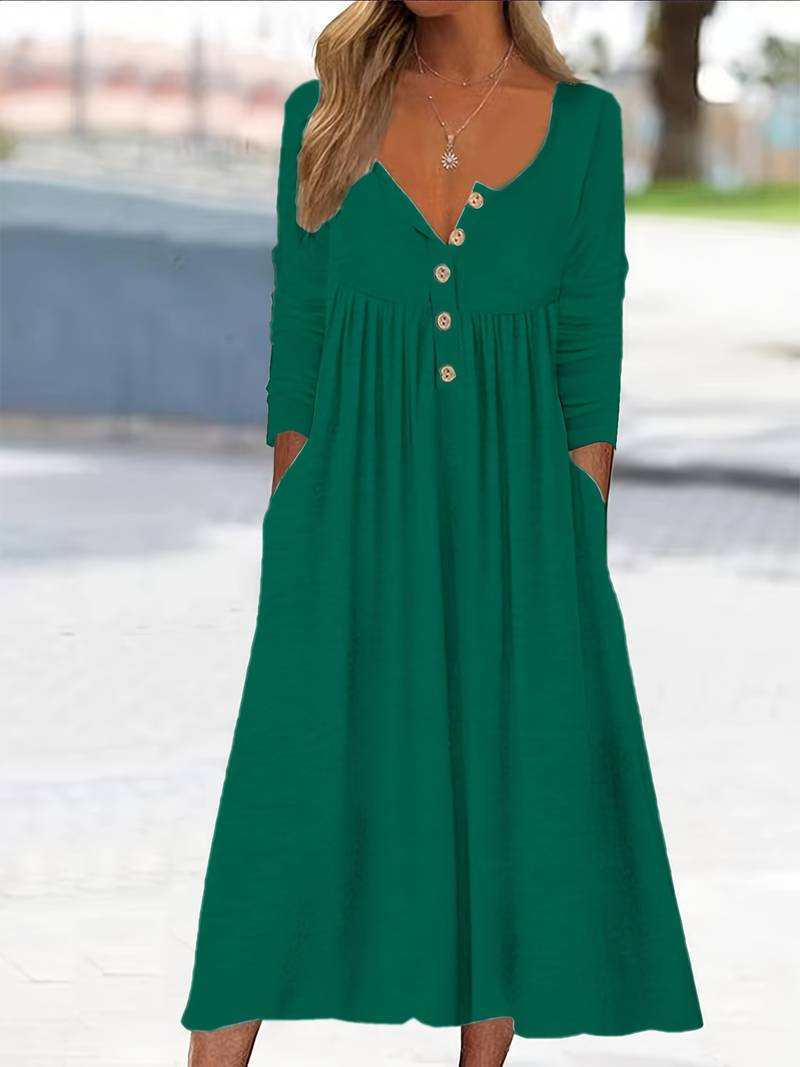 Imethma - Long Sleeve Dress With Button