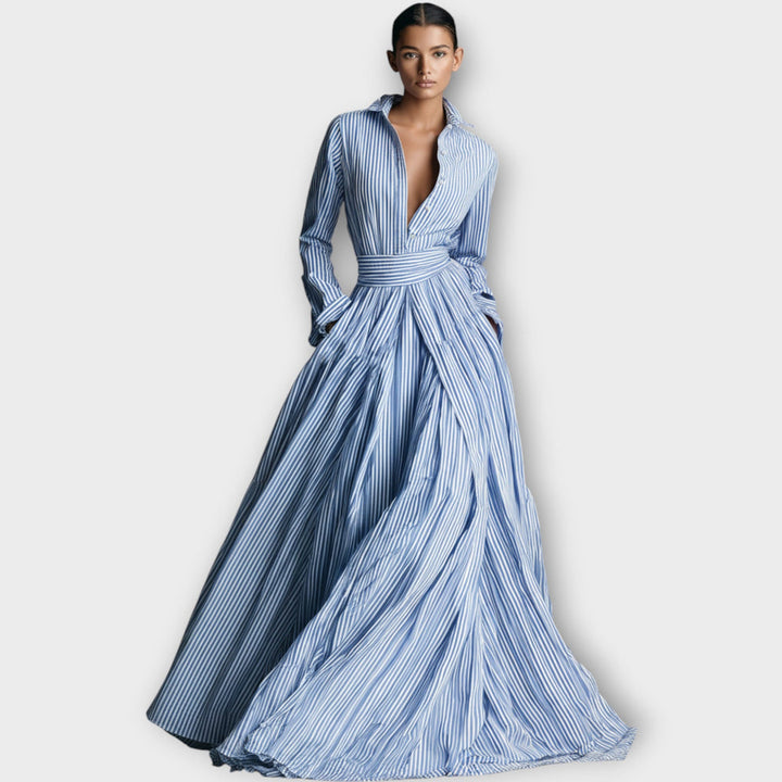 Radka - Striped Button Maxi Dress