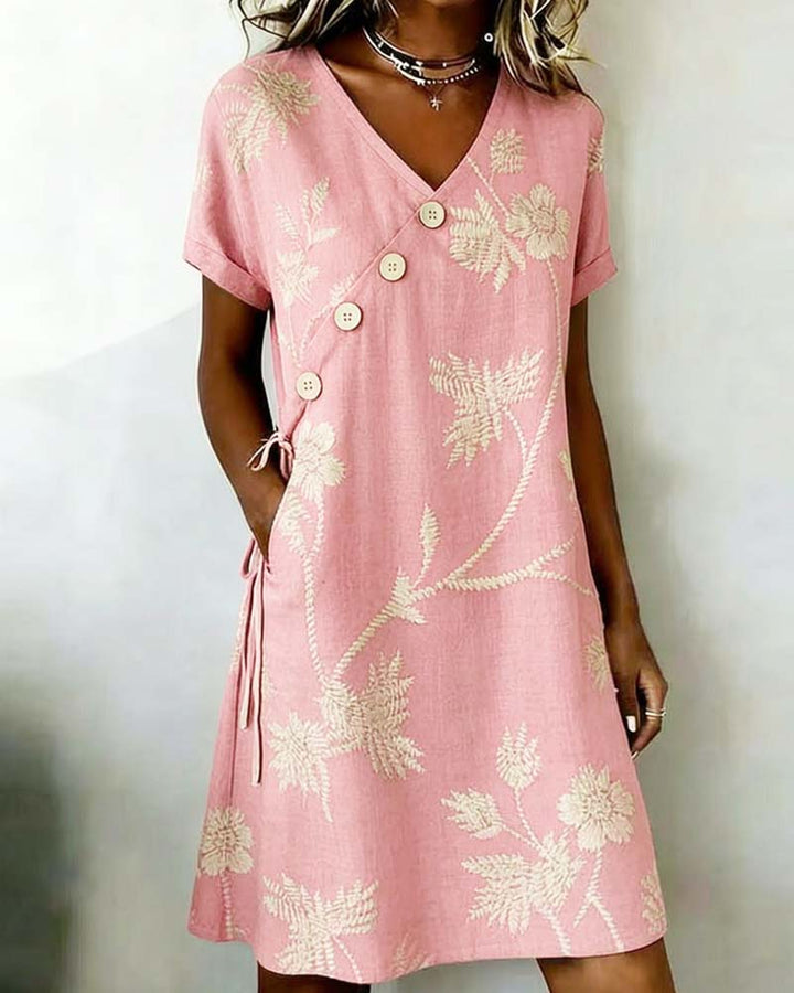 Celmira - Mini Dress With Diagonal Button Print
