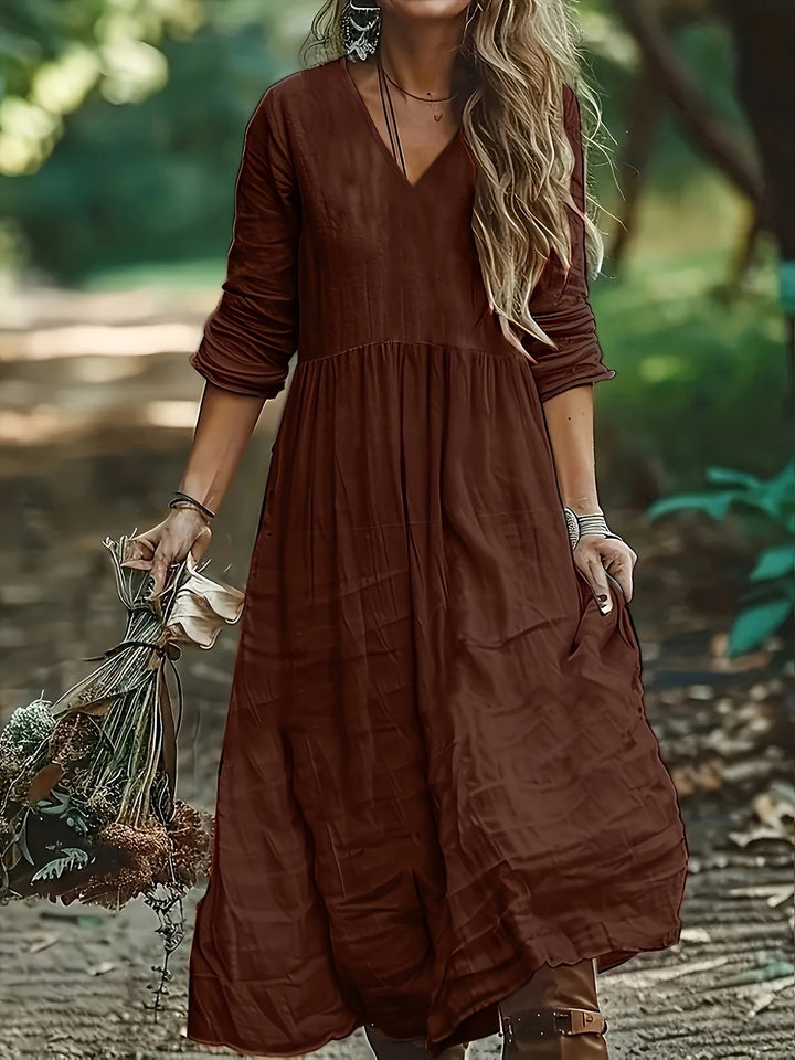 Shirron - Fashionable Long Dress With V Neck