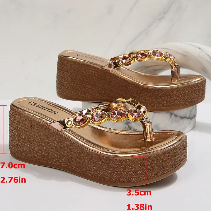 Wietske - Rhinestone Wedge Platform Sandals