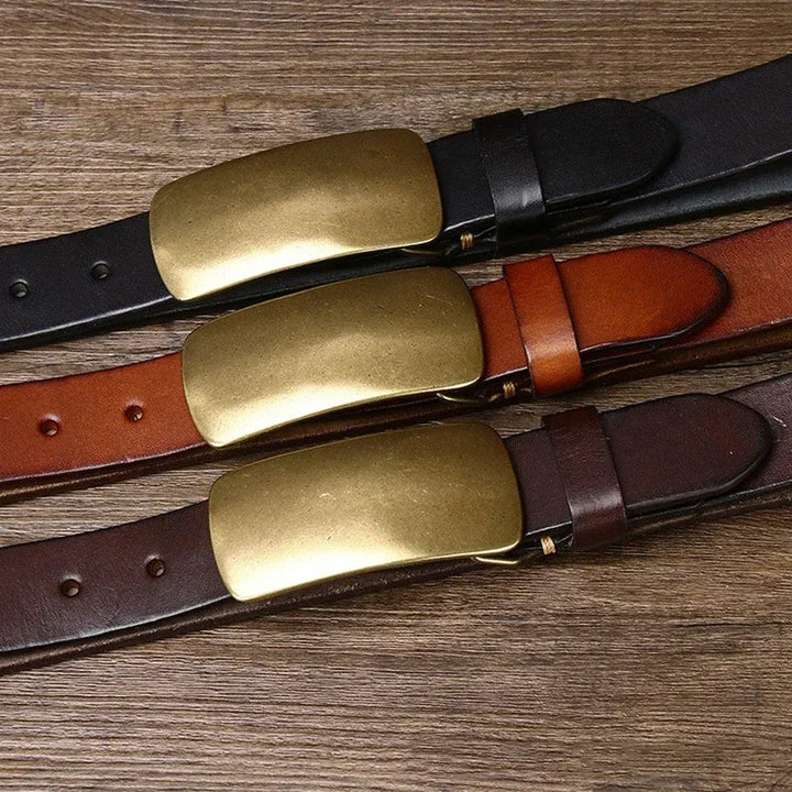 Cristobal - Forged Brass Buckle Leather Belt