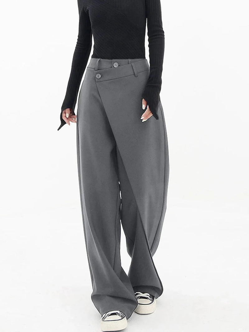 Nela - High Waisted Irregular Tailored Trousers