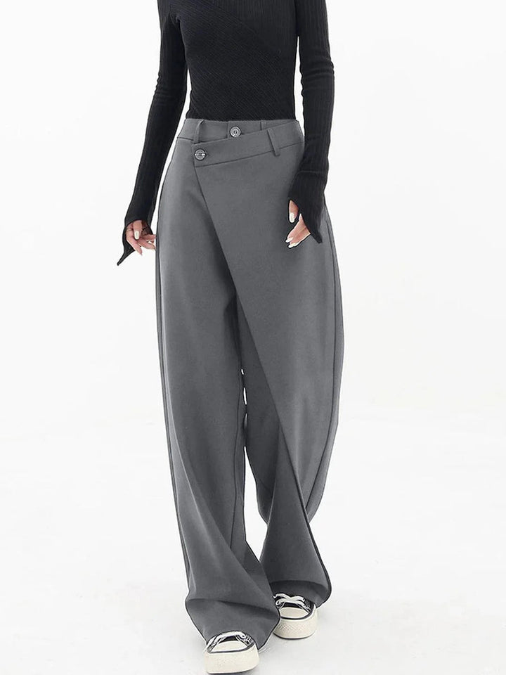 Nela - High Waisted Irregular Tailored Trousers