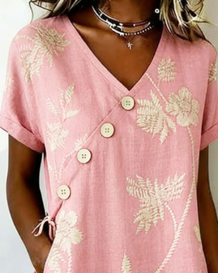 Celmira - Mini Dress With Diagonal Button Print