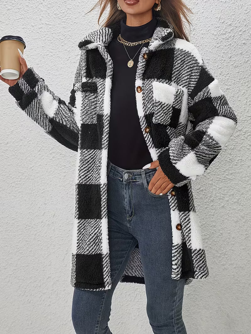 Amelena - Cross-Border Plaid Plush Jacket