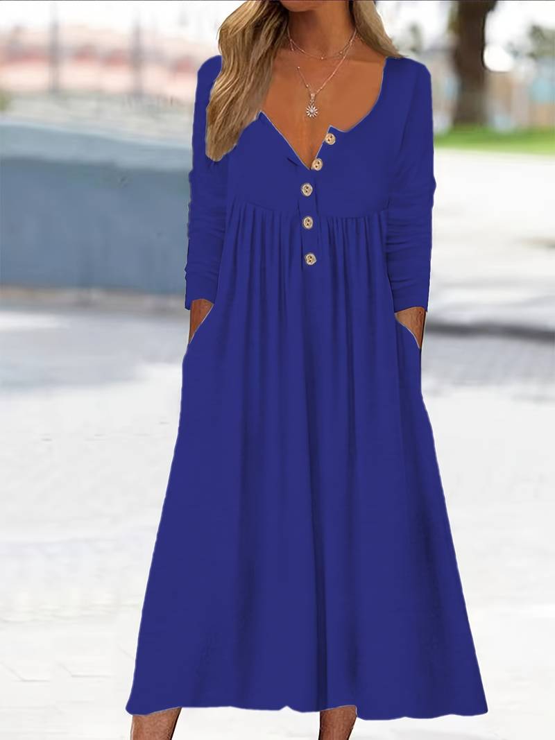 Imethma - Long Sleeve Dress With Button