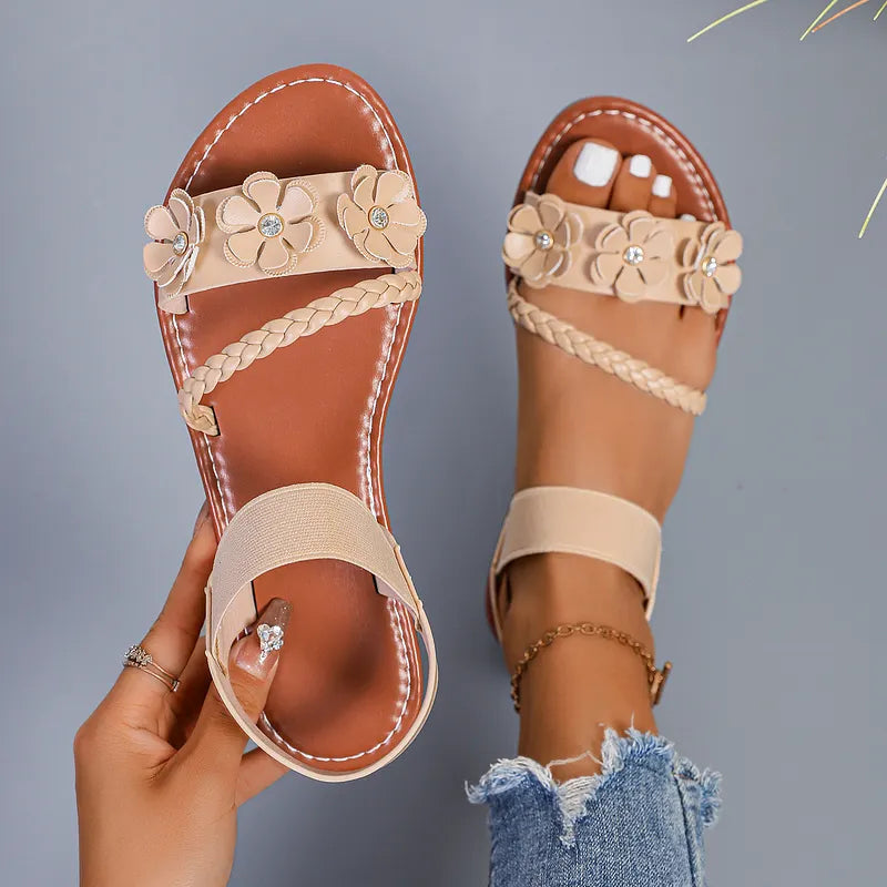 Anke - Comfortable Floral Flat Sandals
