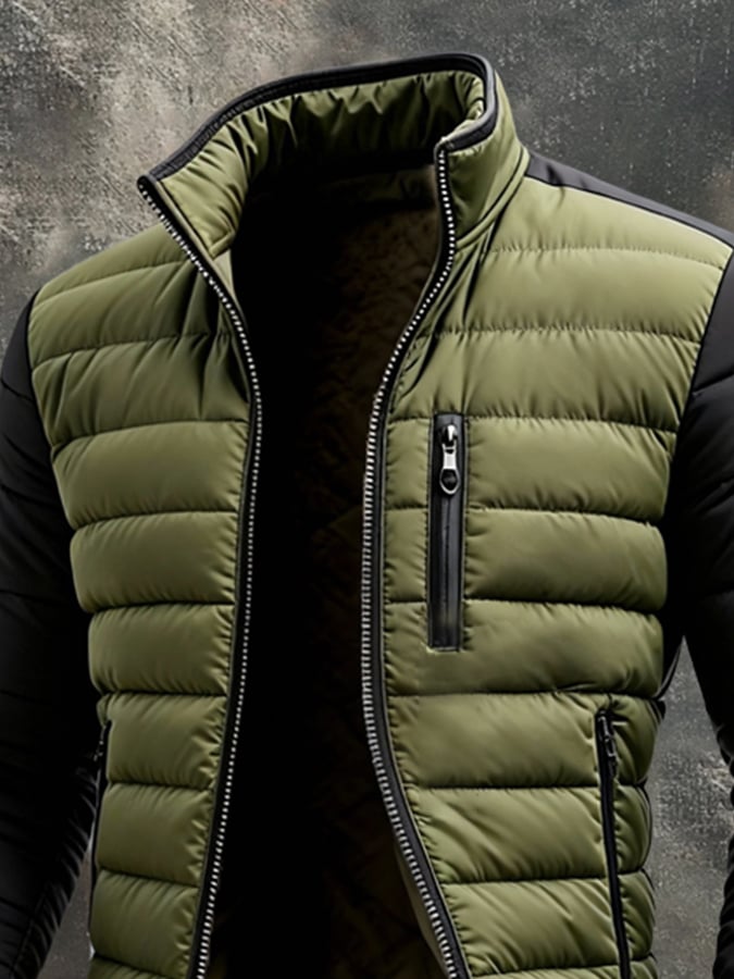 Traian - Quilted Jacket With Zipper And Cut Lining